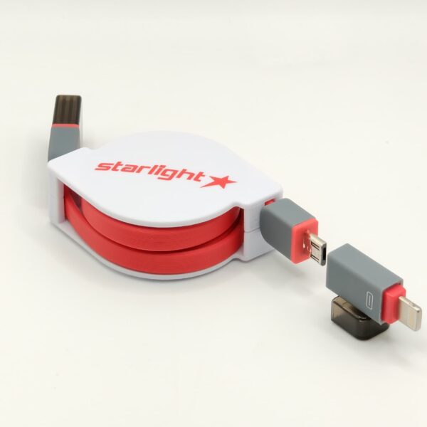 Cable starlight 2IN1 MIC/IPHONE rouge