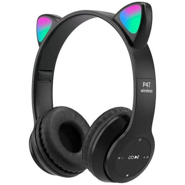 Casque Noir, Casque Bluetooth, Casque Lumineux P47M