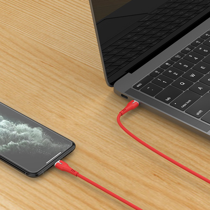 hoco-x45-surplus-pd-charging-data-cable-type-c-to-lightning-interior-red